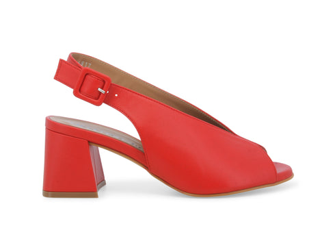 Melluso Sandalo Slingback Peep-Toe Tacco Comodo in Pelle Rossa N622Z-246755