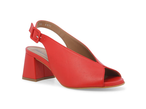 Melluso Slingback Peep-Toe Sandal with Comfortable Heel in Leather
