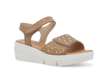 Melluso Sandalo Donna 2 Strappi Zeppa Strass Tessuto