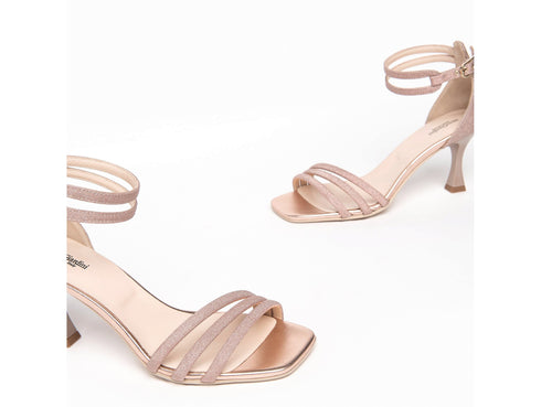 NeroGiardini Sandali Eleganti Tacco Medio Tessuto Glitter