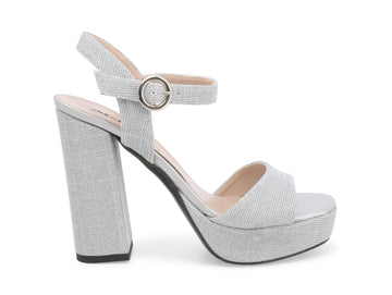 Melluso Donna Sandali Eleganti Platform Tacco Alto in Tessuto Argento J611D-229799