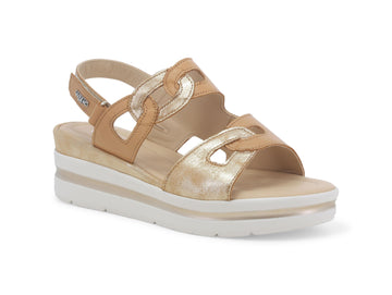 Melluso Sandals Comfort Wedge Tear Strap Leather Upper