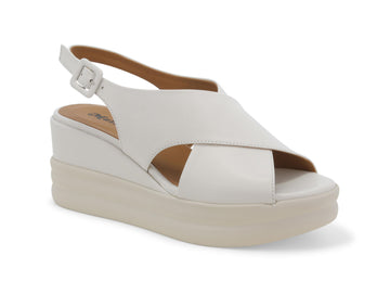 Melluso Sandal 2 Crossed Bands with Wedge Upper Leather