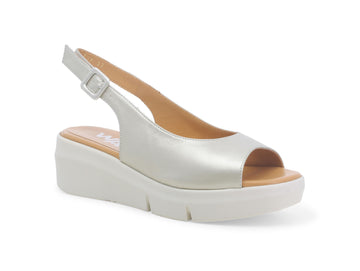 Melluso Women's Sandals Wedge Sole Metallic Leather Upper
