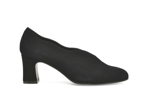 Melluso Décolleté Nera in Camoscio con Scollo a V e Tacco Largo X5222Z-251806