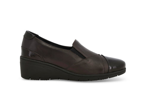 Melluso Mocassino Comfort Marrone in Pelle e Vernice con Zeppa K91639-249488