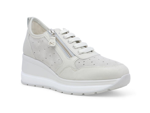 Melluso Women's Wedge Shoes in Perforated Leather and Suede