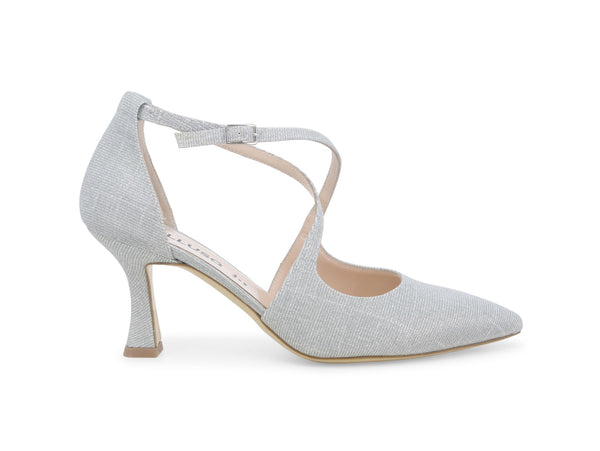 Melluso Décolleté Elegante con Cinturini in Tessuto Argento E1631ZV-247202