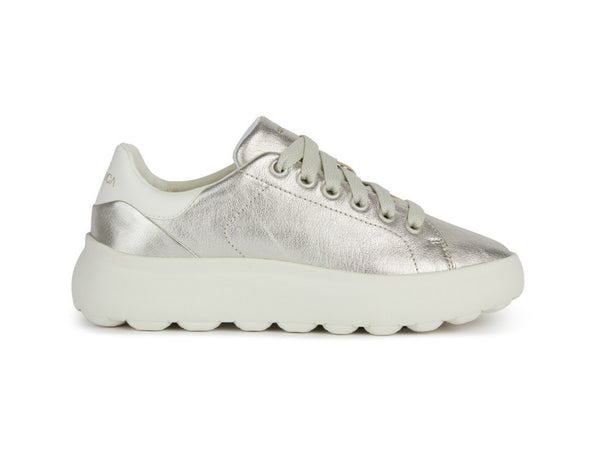 Geox Scarpe Spherica EC4.1 Tomaia Pelle Metallizzata Oro Platino D45TCC