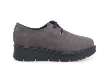 Melluso Donna Scarpe Lacci Invernali Zeppa Tomaia Camoscio Grigio K91711-227665