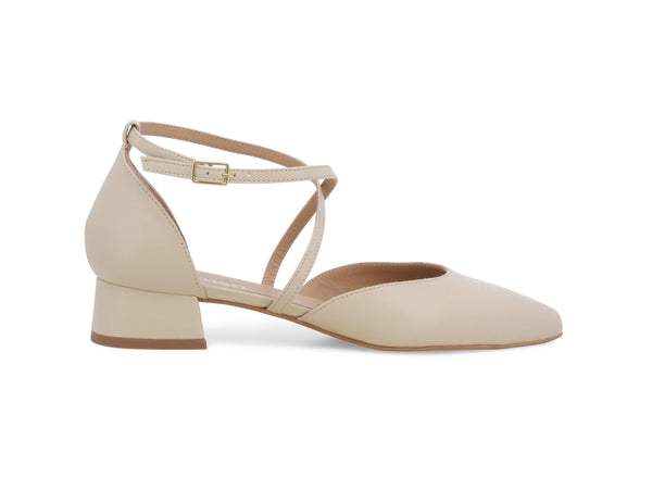 Melluso Décolleté Donna Cinturino Incrociato Tacco Basso in Pelle Beige Nude V229-243972