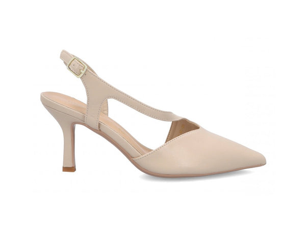Francesco Milano Slingback Punta Sfilata Tomaia in Pelle Beige