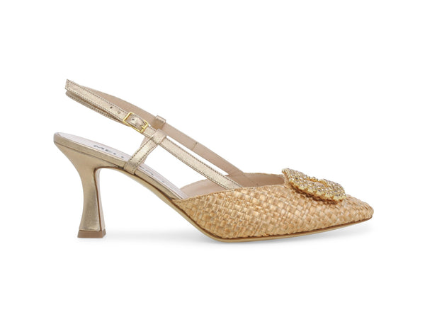 Melluso Décolleté Elegante Cerimonia in Tessuto Intrecciato Marrone E1675ZV-249113