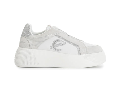 CafèNoir Slip-on Due Elastici Glitter Tomaia Pelle Camoscio Bianco C1DF6124-W001