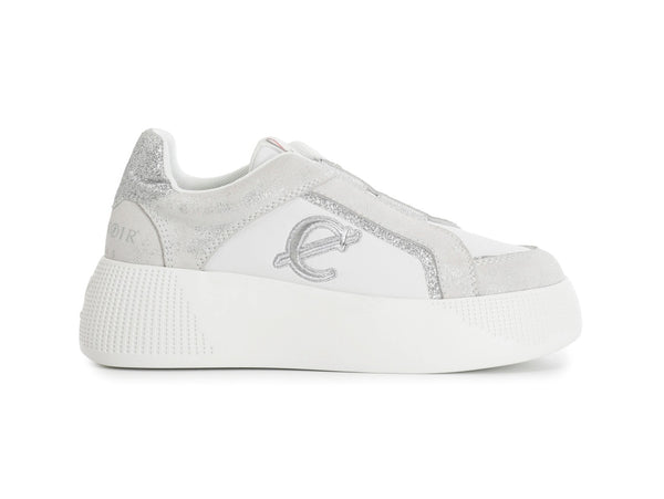 CafèNoir Slip-on Due Elastici Glitter Tomaia Pelle Camoscio Bianco C1DF6124-W001