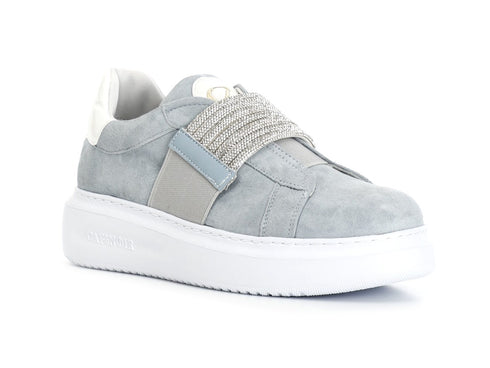 CafèNoir Slip-on Sneakers Elastic Rhinestone Suede Upper