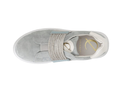 CafèNoir Slip-on Sneakers Elastic Rhinestone Suede Upper