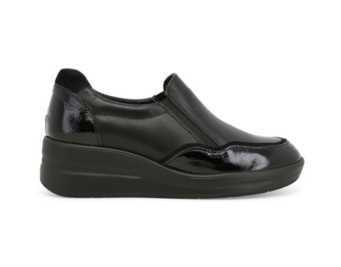 Melluso Slip-on Donna Nera in Pelle Liscia e Vernice con Zeppa R25641Z-254545