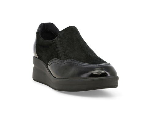 Melluso Women's Winter Slip-on in Suede and Patent Leather with Wedge Heel
