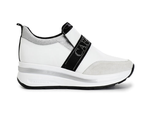 CafèNoir Slip-on Invernale con Elastico Logato Tomaia Pelle Bianca C1DN1001-W001