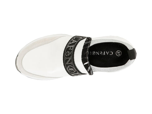 CafèNoir Winter Slip-on Elastic Logo Leather Upper