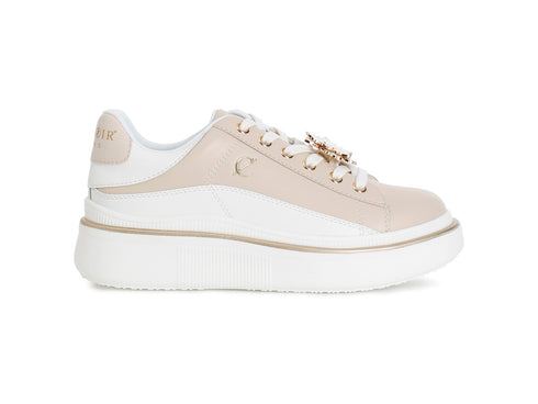 CafèNoir Sneaker Donna Platform con Gioiello Floreale Removibile Beige C1DS1013-M045