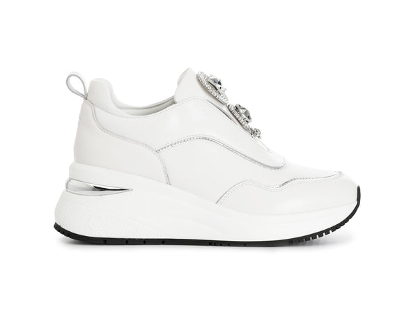 CafèNoir Donna Slip-on Gioiello Zeppa Tomaia Pelle Bianca C1DN1085-W001