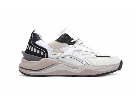 D.A.T.E. Sneakers FUGA Uomo Tomaia Pelle Tessuto White Black