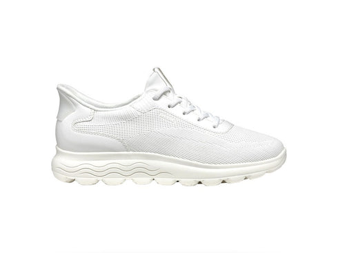 Geox Sneaker Donna Spherica Plus Calzata Fast In Tomaia Tessuto Bianco D557MA