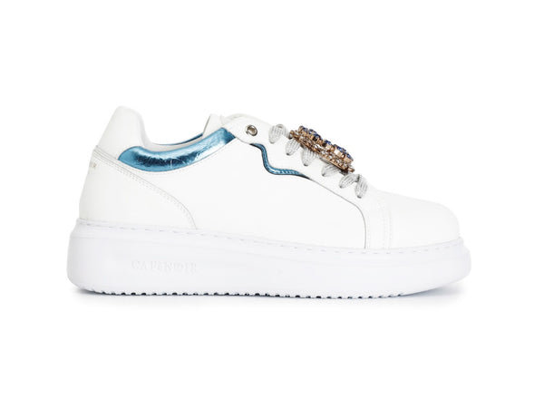 CafèNoir Donna Sneakers Stringate Accessori Gioiello Tomaia Pelle Bianca C1DE1013-W028