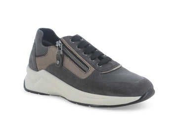 Melluso Sneakers with Laces and Zip in Gray Suede