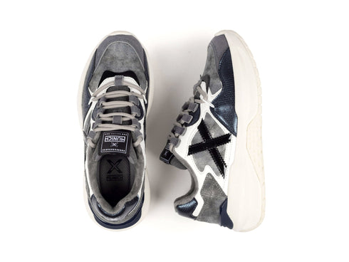 Munich Sneaker Nexa Donna Grigia con Dettagli Metallizzati Blu