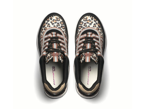 Fornarina Sneakers UP Lacci Zeppa Camoscio Tessuto Animalier