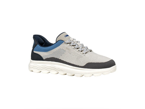 Geox Men's Spherica Plus Light Grey and Navy Sneakers