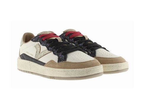 Victoria Smash Multi-Material Sneaker with Glitter and Double Laces