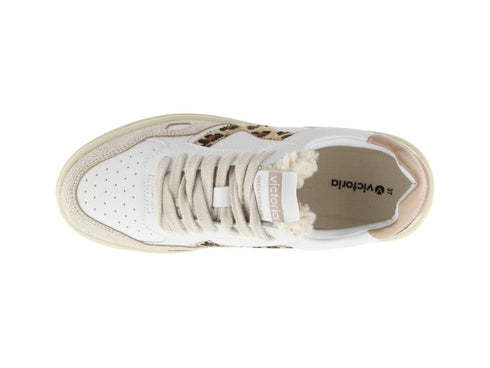 Victoria Seul Women's Leather-Effect Sneaker with Animal Print Details