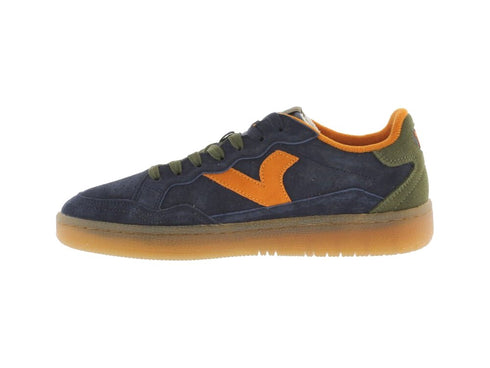 Victoria Smash Men's Sneaker in Navy Blue and Orange Suede