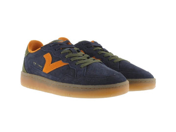 Victoria Smash Men's Sneaker in Navy Blue and Orange Suede