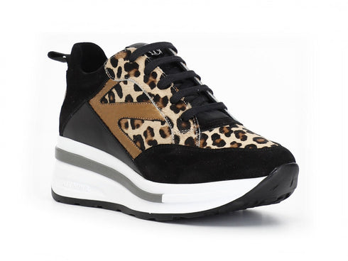 CafèNoir Women's Wedge Sneakers Animal Print Upper