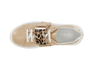 CafèNoir Women's Sneakers Animalier Strap Leather Upper