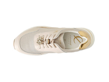 CafèNoir Women's Running Sneaker with Gold Details and Removable Jewels