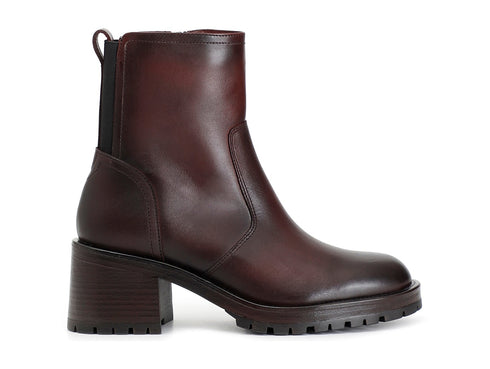 CafèNoir Stivaletti con Zip Tacco Largo Tomaia Pelle Bordeaux C1HD1040-R014