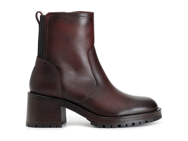 CafèNoir Stivaletti con Zip Tacco Largo Tomaia Pelle Bordeaux C1HD1040-R014