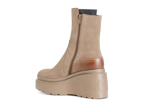 CafèNoir Women's Winter Ankle Boots with High Wedge Suede Leather Upper