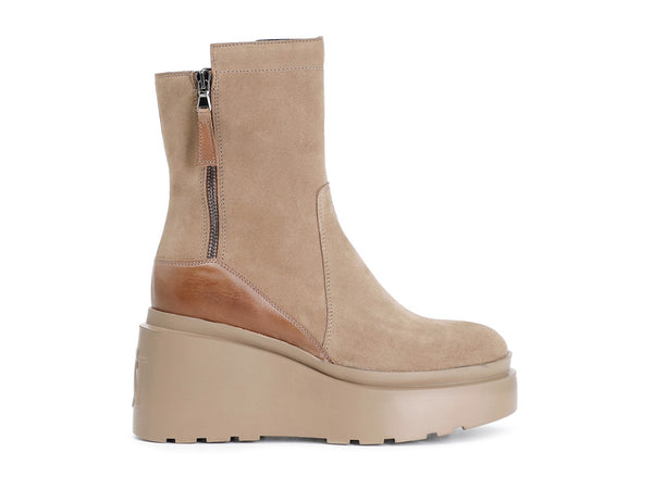 CafèNoir Stivaletti Invernali Donna con Zeppa Alta Tomaia Camoscio Beige C1HB6102-M017