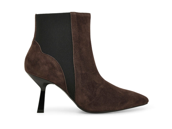 Melluso Stivaletto Marrone in Camoscio con Tacco a Scultura e Zip Z990-250887