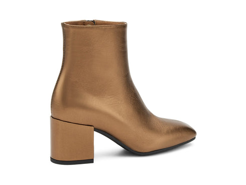 Frau Classic Elegant Wide Heel Ankle Boots in Laminated Leather