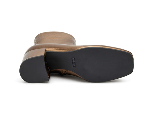 Frau Classic Elegant Wide Heel Ankle Boots in Laminated Leather