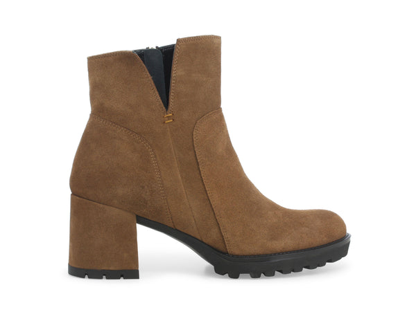 Melluso Stivaletti Invernali Made in Italy Tacco Comodo in Camoscio Marrone L5332W-242581