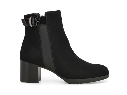 Melluso Stivaletto Elegante Nero Camoscio con Tacco e Fibbia Z250Z-254345